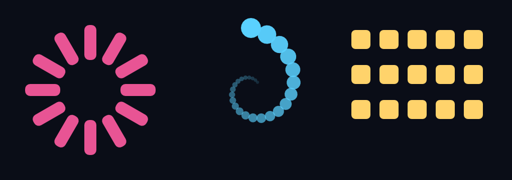 A radial petal array, a compounding spiral, and a nested grid